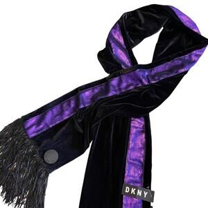 DKNY Nwt Velvet Sequined Fringe Glamour Night Out Scarf